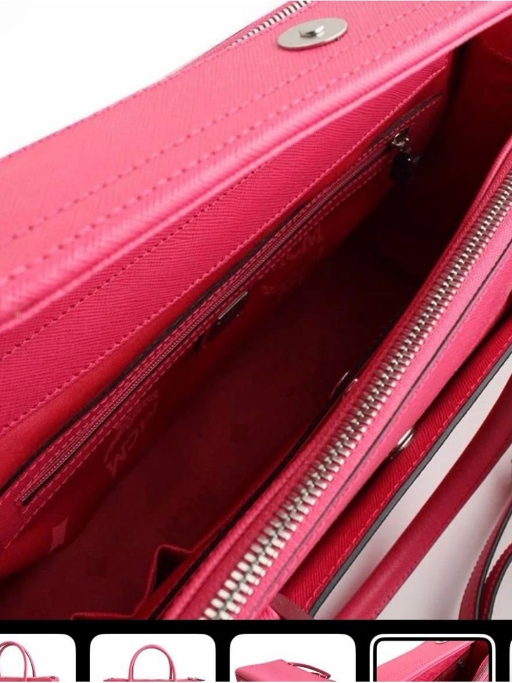 MCM Hot Pink Leather Structured Satchel - Picture 4 of 5